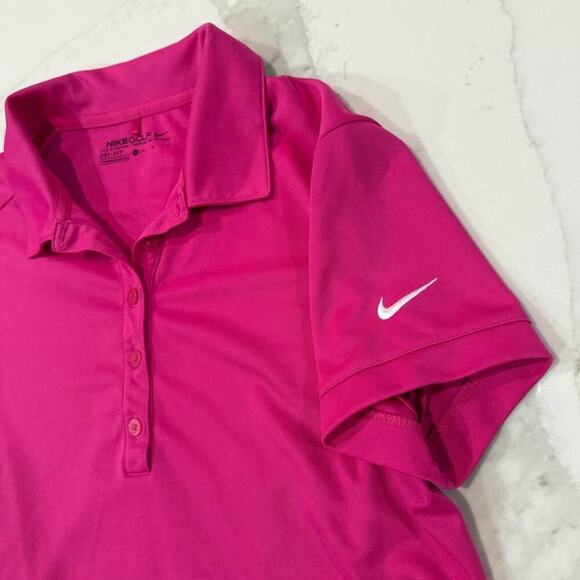 Nike Dri-Fit Players Golf Polo Women's Medium Modern Fit Bright Pink Performance - Picture 4 of 8